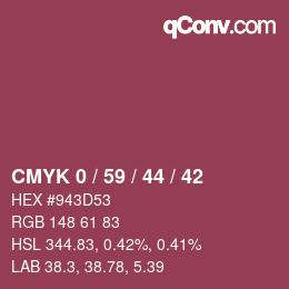 Color code: CMYK 0 / 59 / 44 / 42 | qconv.com