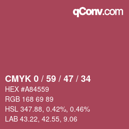 カラーコード: CMYK 0 / 59 / 47 / 34 | qconv.com