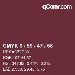 Código de color: CMYK 0 / 59 / 47 / 58 | qconv.com
