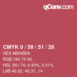 颜色代码: CMYK 0 / 59 / 51 / 28 | qconv.com