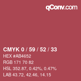 Código de color: CMYK 0 / 59 / 52 / 33 | qconv.com