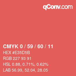 カラーコード: CMYK 0 / 59 / 60 / 11 | qconv.com