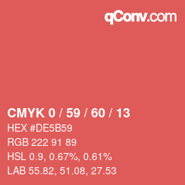 カラーコード: CMYK 0 / 59 / 60 / 13 | qconv.com