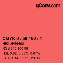 カラーコード: CMYK 0 / 59 / 60 / 4 | qconv.com