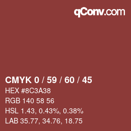カラーコード: CMYK 0 / 59 / 60 / 45 | qconv.com