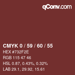 カラーコード: CMYK 0 / 59 / 60 / 55 | qconv.com