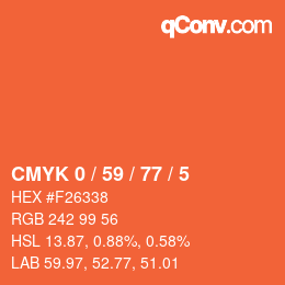 颜色代码: CMYK 0 / 59 / 77 / 5 | qconv.com