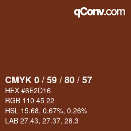 Farbcode: CMYK 0 / 59 / 80 / 57 | qconv.com