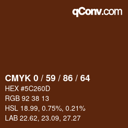 Código de color: CMYK 0 / 59 / 86 / 64 | qconv.com