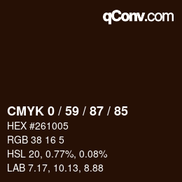 カラーコード: CMYK 0 / 59 / 87 / 85 | qconv.com