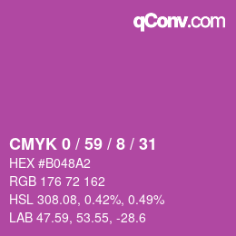 カラーコード: CMYK 0 / 59 / 8 / 31 | qconv.com