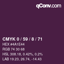カラーコード: CMYK 0 / 59 / 8 / 71 | qconv.com