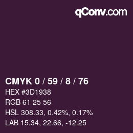 カラーコード: CMYK 0 / 59 / 8 / 76 | qconv.com
