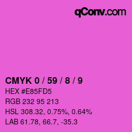 カラーコード: CMYK 0 / 59 / 8 / 9 | qconv.com