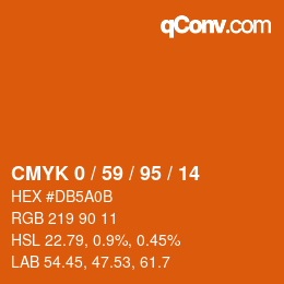 カラーコード: CMYK 0 / 59 / 95 / 14 | qconv.com