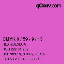 カラーコード: CMYK 0 / 59 / 9 / 13 | qconv.com