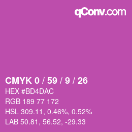 カラーコード: CMYK 0 / 59 / 9 / 26 | qconv.com