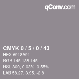 Color code: CMYK 0 / 5 / 0 / 43 | qconv.com
