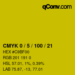 Color code: CMYK 0 / 5 / 100 / 21 | qconv.com