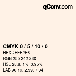 颜色代码: CMYK 0 / 5 / 10 / 0 | qconv.com