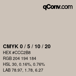 カラーコード: CMYK 0 / 5 / 10 / 20 | qconv.com