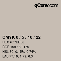 カラーコード: CMYK 0 / 5 / 10 / 22 | qconv.com
