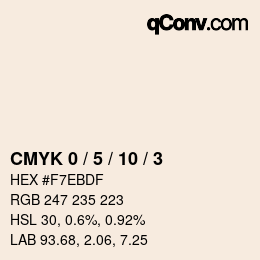 カラーコード: CMYK 0 / 5 / 10 / 3 | qconv.com