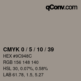 Código de color: CMYK 0 / 5 / 10 / 39 | qconv.com