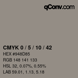 颜色代码: CMYK 0 / 5 / 10 / 42 | qconv.com