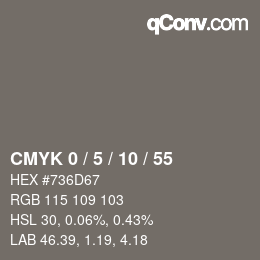 カラーコード: CMYK 0 / 5 / 10 / 55 | qconv.com