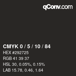 カラーコード: CMYK 0 / 5 / 10 / 84 | qconv.com