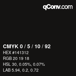 カラーコード: CMYK 0 / 5 / 10 / 92 | qconv.com
