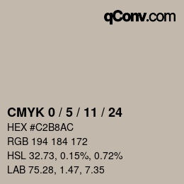 カラーコード: CMYK 0 / 5 / 11 / 24 | qconv.com