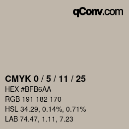 カラーコード: CMYK 0 / 5 / 11 / 25 | qconv.com