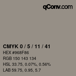 Color code: CMYK 0 / 5 / 11 / 41 | qconv.com