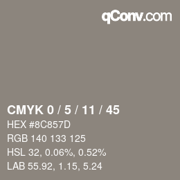 Color code: CMYK 0 / 5 / 11 / 45 | qconv.com