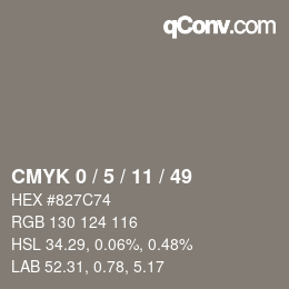 颜色代码: CMYK 0 / 5 / 11 / 49 | qconv.com
