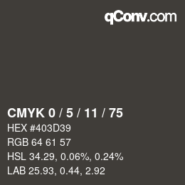 Farbcode: CMYK 0 / 5 / 11 / 75 | qconv.com