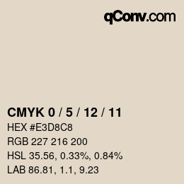 カラーコード: CMYK 0 / 5 / 12 / 11 | qconv.com