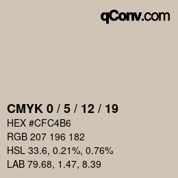 カラーコード: CMYK 0 / 5 / 12 / 19 | qconv.com