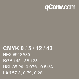 Farbcode: CMYK 0 / 5 / 12 / 43 | qconv.com