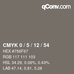カラーコード: CMYK 0 / 5 / 12 / 54 | qconv.com