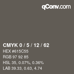 カラーコード: CMYK 0 / 5 / 12 / 62 | qconv.com