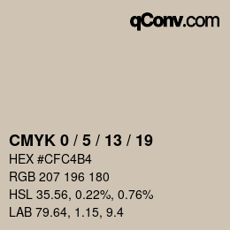 カラーコード: CMYK 0 / 5 / 13 / 19 | qconv.com
