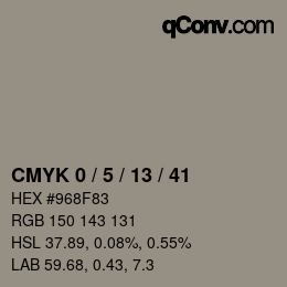 カラーコード: CMYK 0 / 5 / 13 / 41 | qconv.com