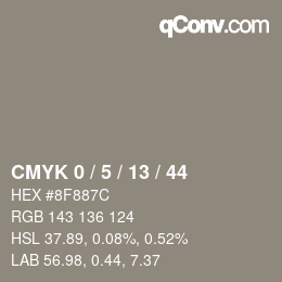 カラーコード: CMYK 0 / 5 / 13 / 44 | qconv.com