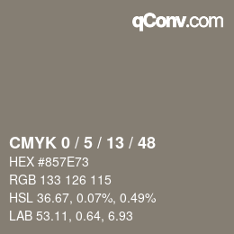 カラーコード: CMYK 0 / 5 / 13 / 48 | qconv.com