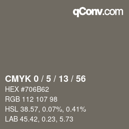 Color code: CMYK 0 / 5 / 13 / 56 | qconv.com