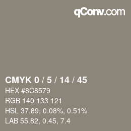 カラーコード: CMYK 0 / 5 / 14 / 45 | qconv.com