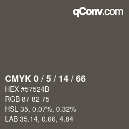 颜色代码: CMYK 0 / 5 / 14 / 66 | qconv.com